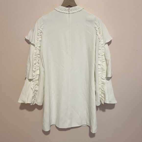Alexis Marianne Tiered Bell-Sleeve Crepe Mini Dress Ivory Women's Size Small - Picture 6 of 10